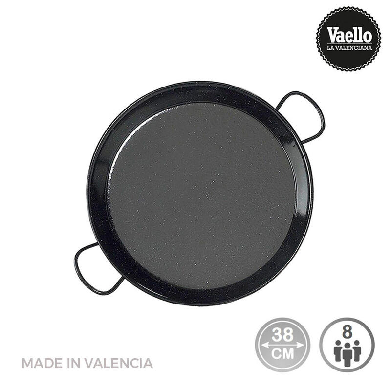 Paellera tradicional acero esmaltado Ø38cm (8 personas). vaello