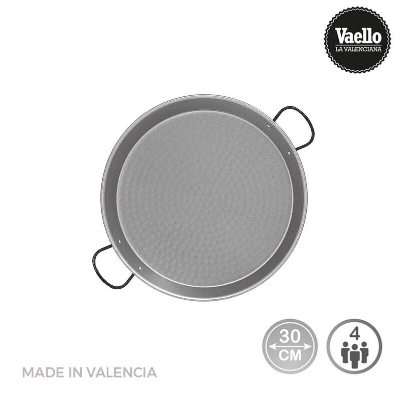 Paellera tradicional acero pulido Ø30cm (4 personas). vaello