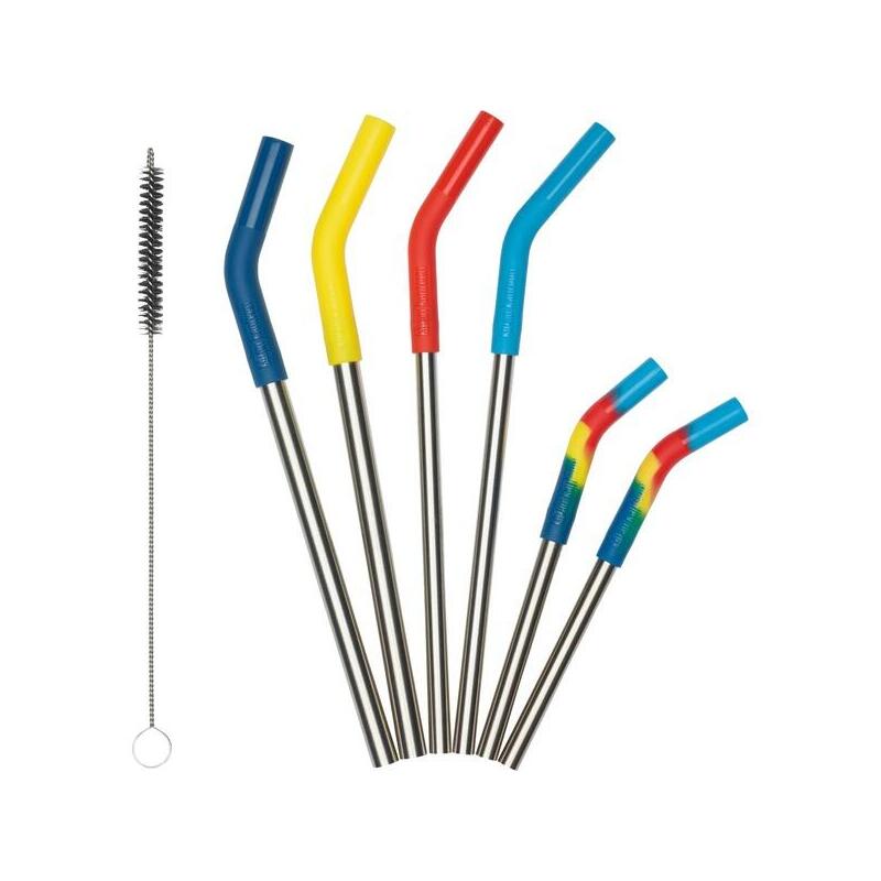 Pajitas para beber de acero inoxidable klean kanteen multi color acero inoxidable/multicolor, paquete de 6 1009506