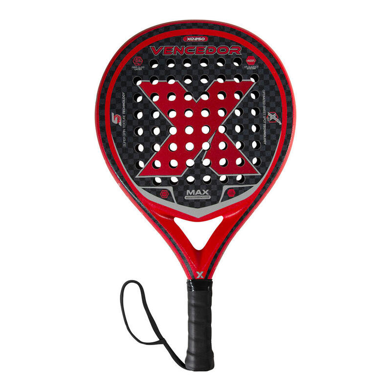 Pala de padel color rojo, 37x26x3,5cm, 360g