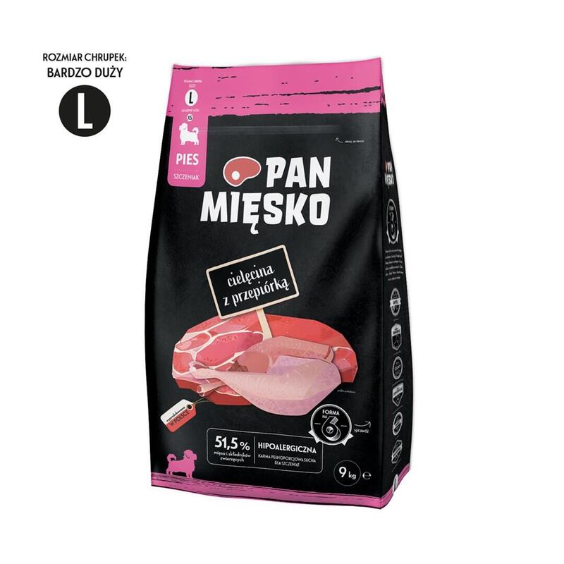 Pan miesko veal with quail l – dry food for puppies – 9kg