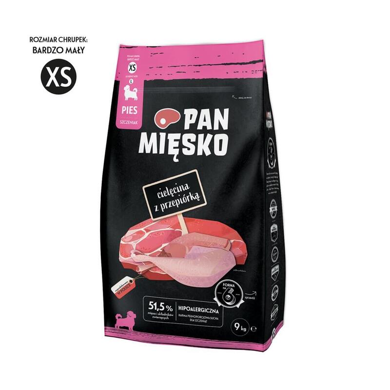 Pan miesko veal with quail xs – dry food for puppies – 9kg