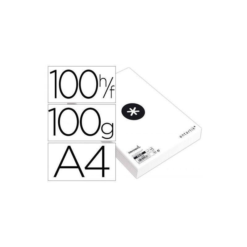 Papel liderpapel a4 antartik 100g/m2 paquete de 100 hojas blanco liso