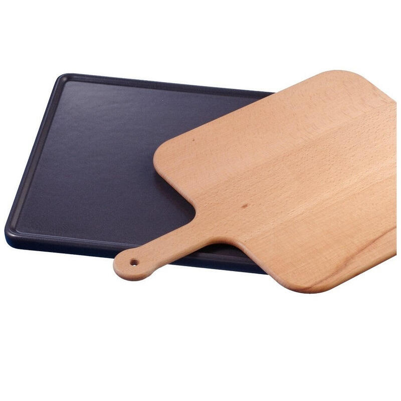 Piedra para hornear de cerÁmica neff z1913x0, piedra para pizza gris, con empujador de madera z1913x0