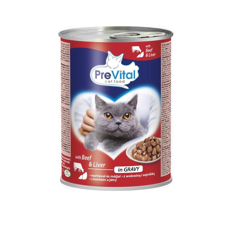 Prevital cat food con carne de res e hÍgado en salsa – comida hÚmeda para gatos – 415 g