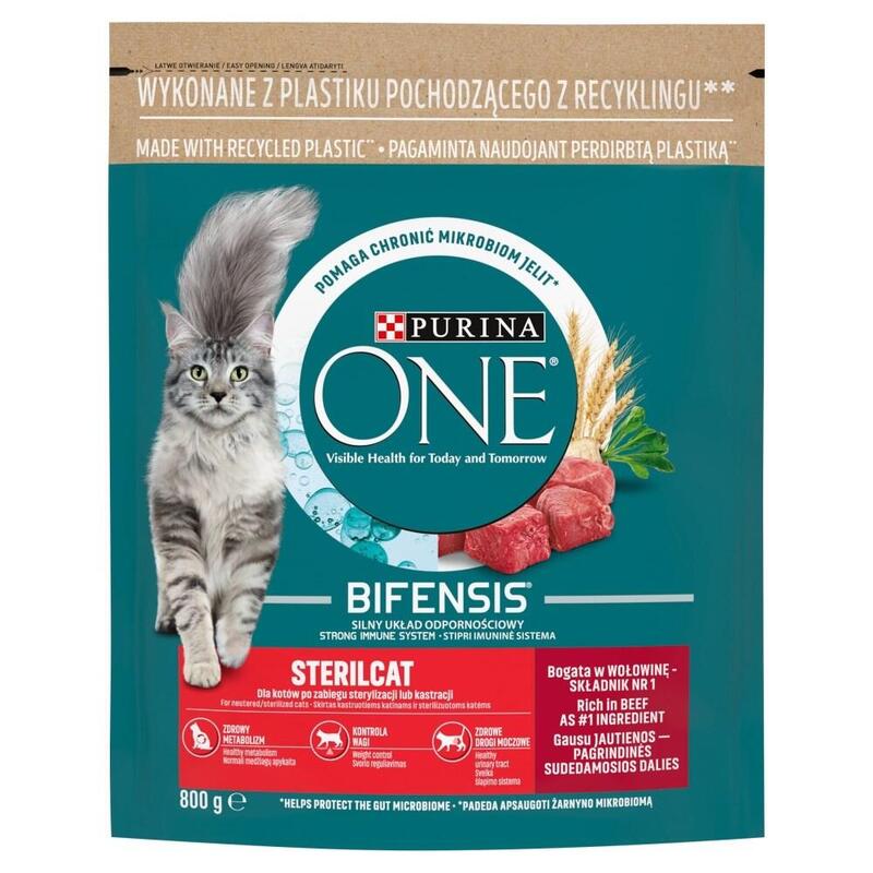 Purina one sterilcat bogata w wolowine i pszenice 800g