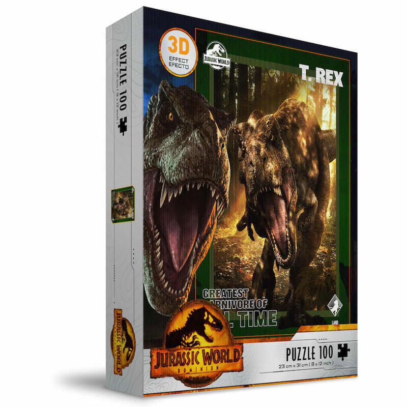 Puzle 100 efecto 3d poster t-rex jurassic world
