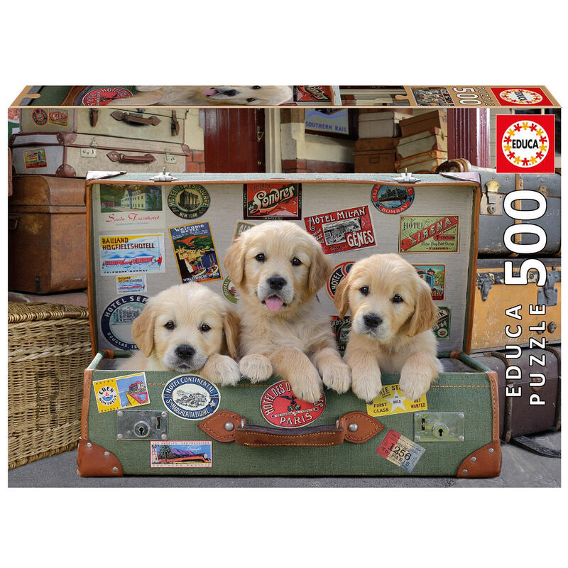 Puzzle cachorros en el equipaje 500pzs