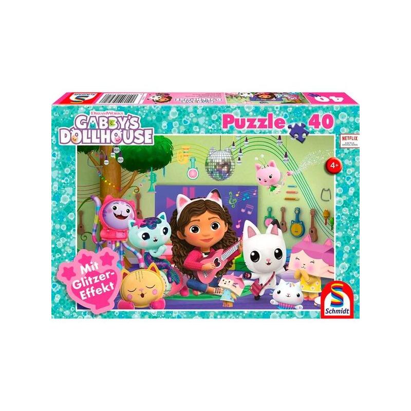 Puzzle casa de muÑecas schmidt spiele gabby: diversiÓn de fiesta meow-zig 40 piezas 56472