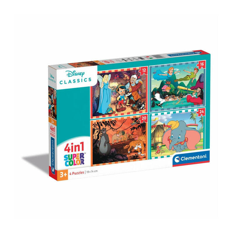 Puzzle clementoni supercolor 4 in 1 – disney classics 21523