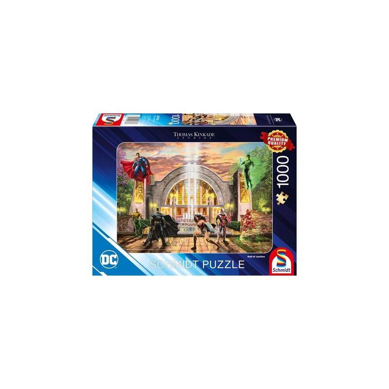 Puzzle de 1000 piezas de la liga de la justicia de dc – hall of justice de thomas kinkade studios 58788
