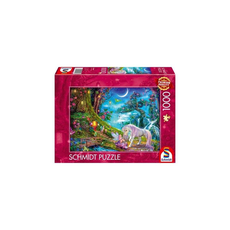 Puzzle de 1000 piezas de schmidt spiele donde el unicornio y el elfo dicen buenas noches 59790