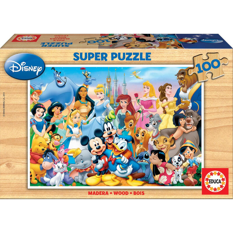 Puzzle el maravilloso mundo de disney madera 100pzs