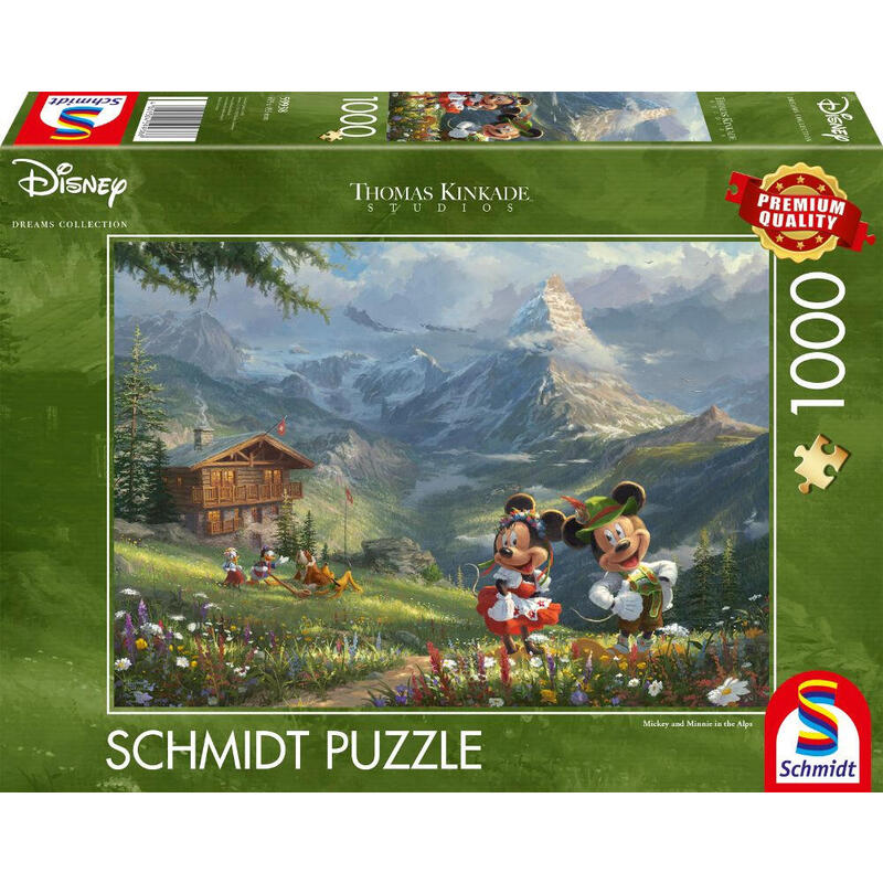 Puzzle schmidt spiele thomas kinkade studios: disney – mickey & minnie in den alpen, 59938