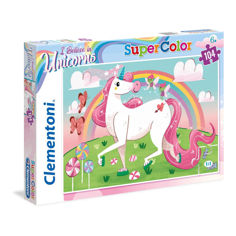 Puzzle unicornios 104 piezas – un mundo mágico de colores