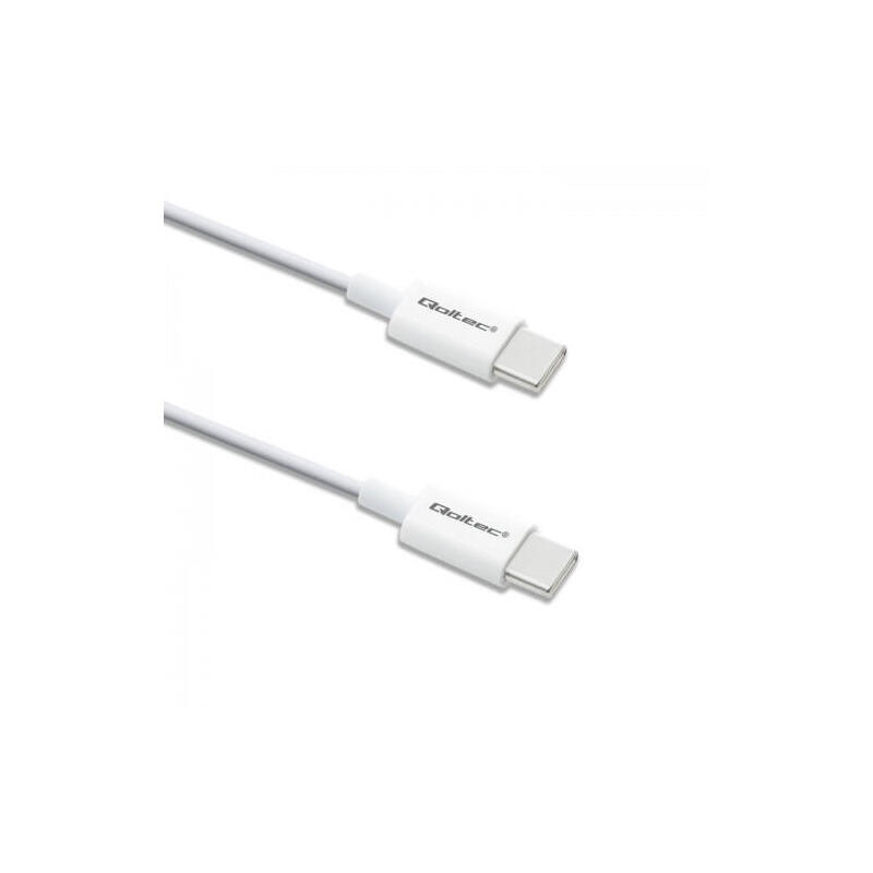 Qoltec 52359 usb 2.0 tipo c cable usb 2.0 tipo c 60w qc 3.0 pd 1m white
