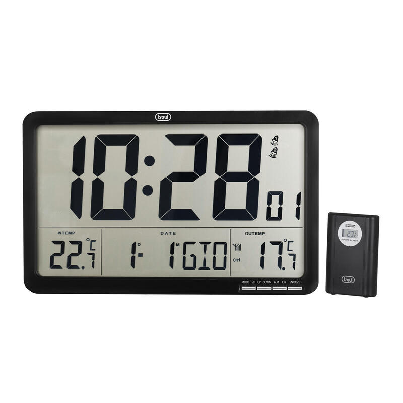 Radio controlled digital wall clock with external sensor trevi om 3560 rc