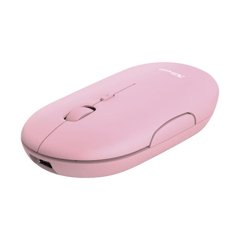 RatÓn inalÁmbrico por bluetooth trust puck baterÍa recargable hasta 1600 dpi rosa