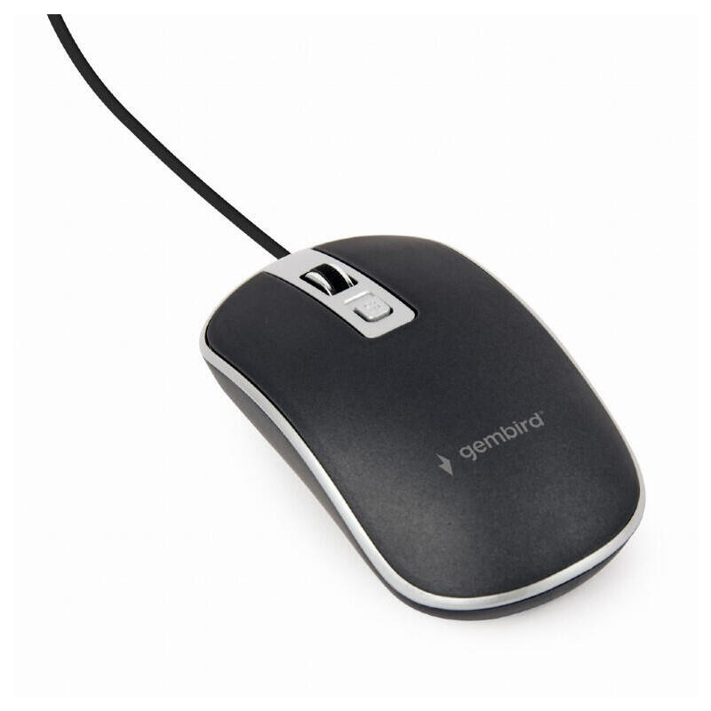 RatÓn Óptico 800-1200 dpi, 4 botones, negro y plata