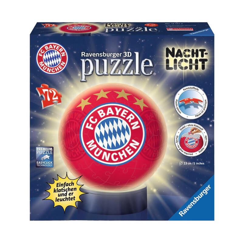 Ravensburger pelota puzzle 3d: fc bayern mÜnchen con luz nocturna