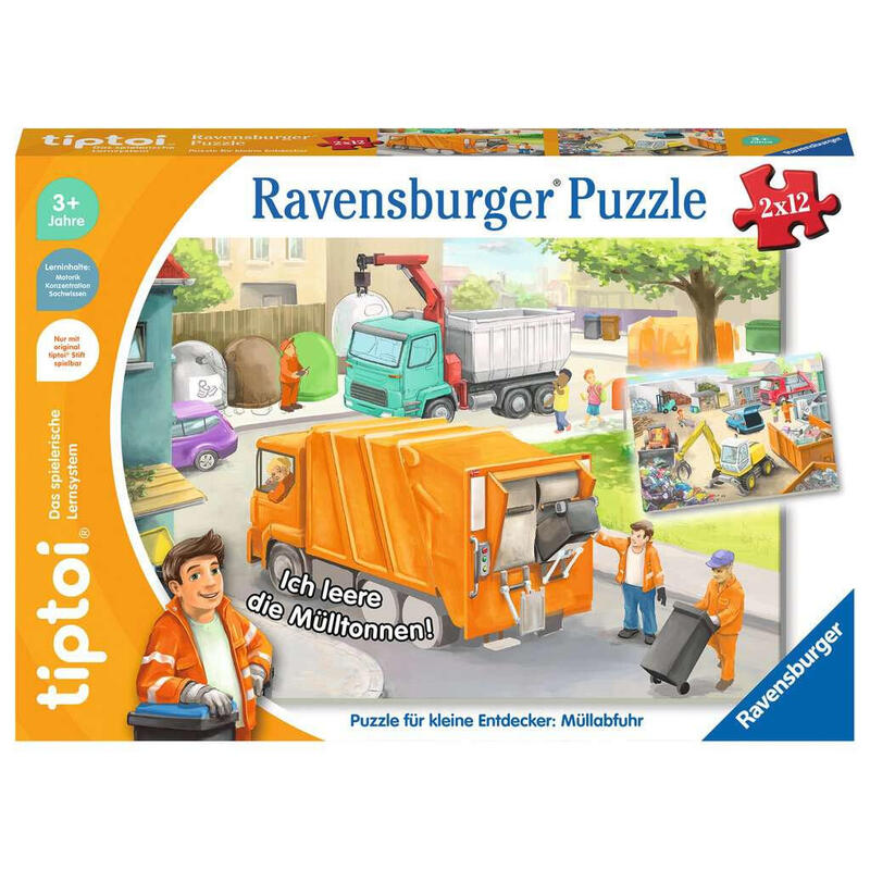 Ravensburger tiptoi puzzle pequeños exploradores: triturador de basura