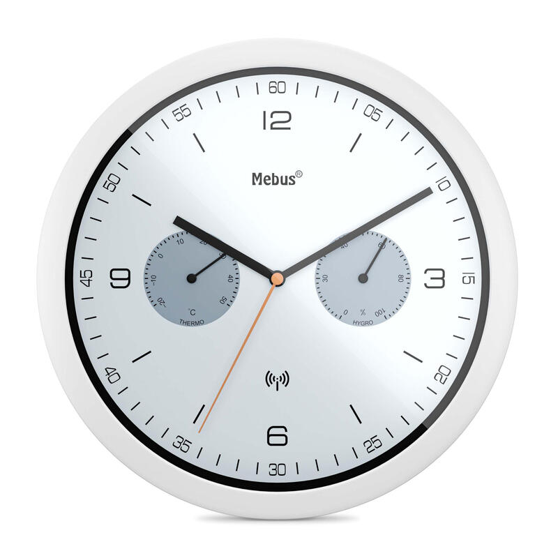 Reloj mebus 52826  de mesa o pared alrededor negro, gris, blanco