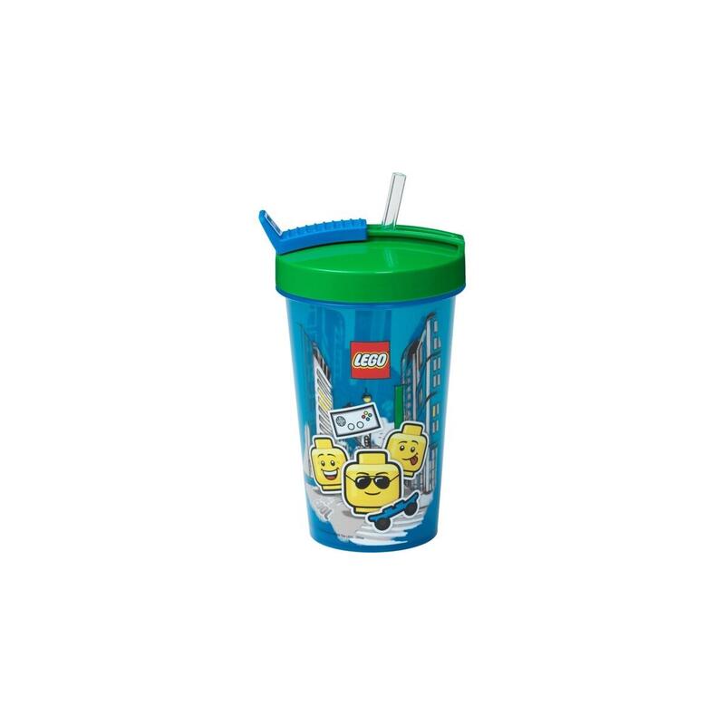 Room copenhagen taza lego con pajita iconic boy bright blue azul/verde, 500ml 40441724