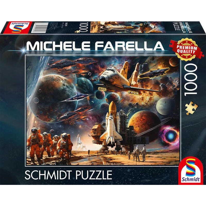 Schmidt spiele michele farella: fascinación por los viajes espaciales – viaje a galaxias distantes, rompecabezas (1000 piezas)