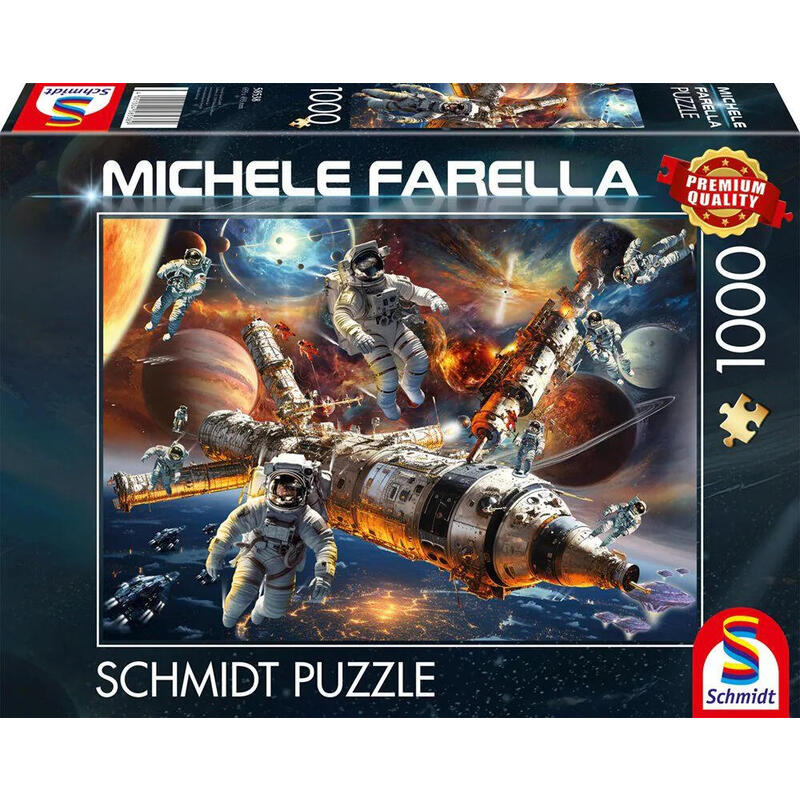 Schmidt spiele michele farella: magical star worlds – ingrávido en el espacio, rompecabezas (1000 piezas)