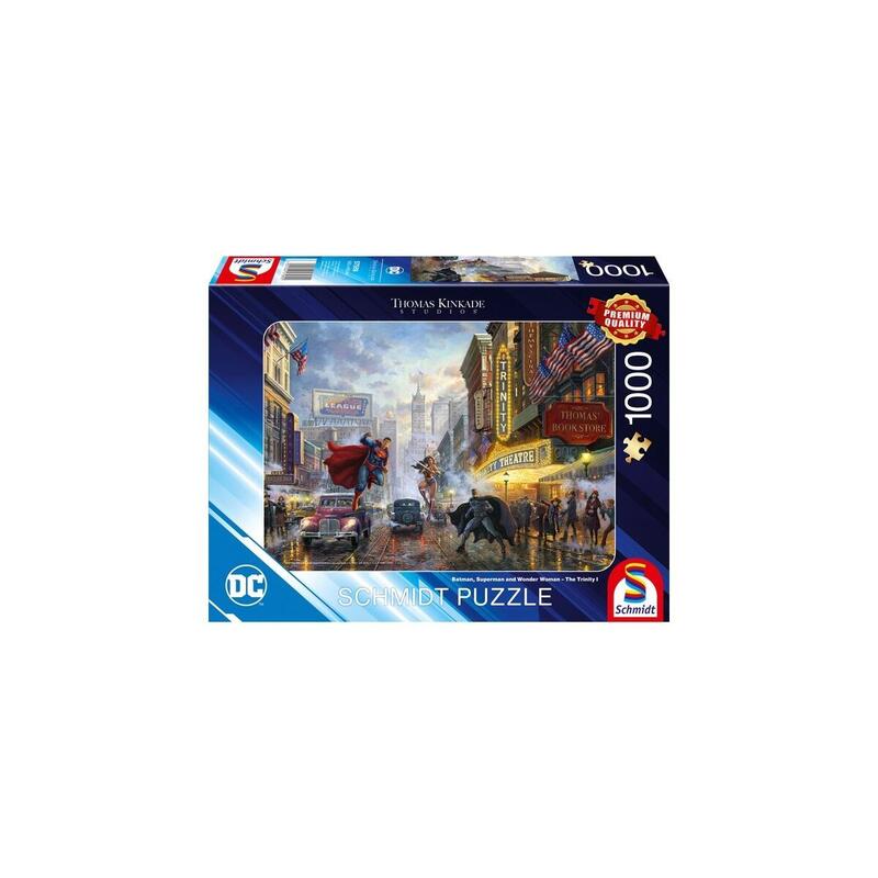 Schmidt spiele thomas kinkade studios: dc – batman, superman y wonder woman – la trinidad, rompecabezas (1000 piezas) 57589
