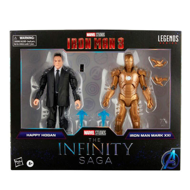 Set 2 figuras happy hogan and iron man mark xxi iron man 3 the infinity saga marvel 15cm