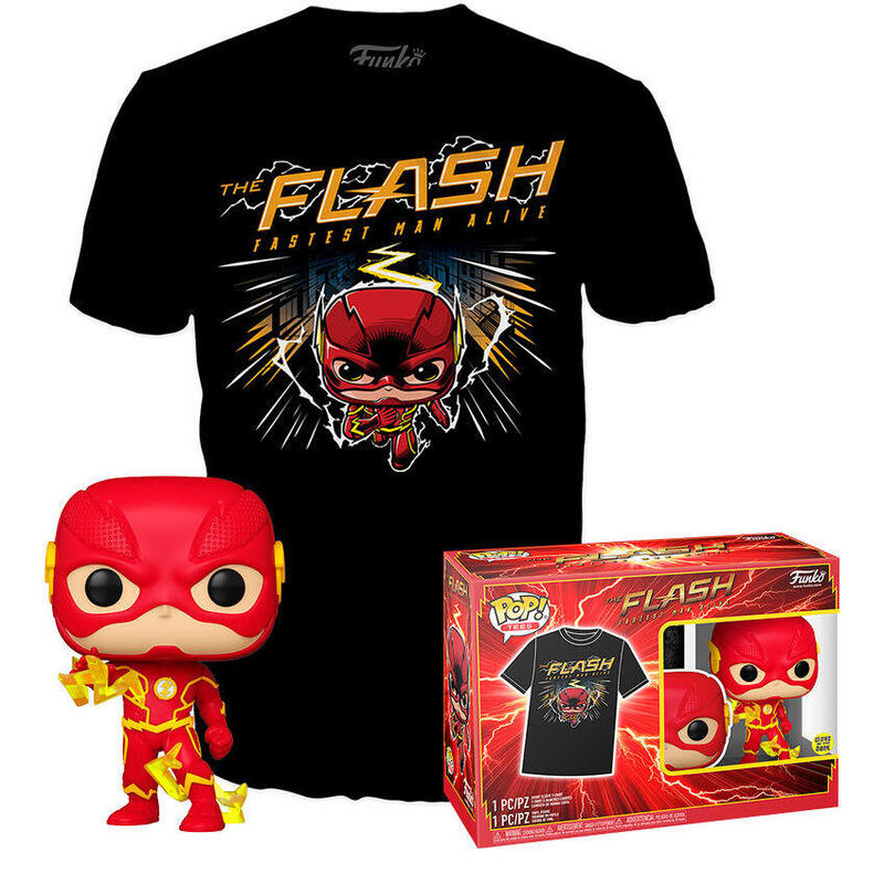 Set figura pop &38, tee dc comics the flash talla l
