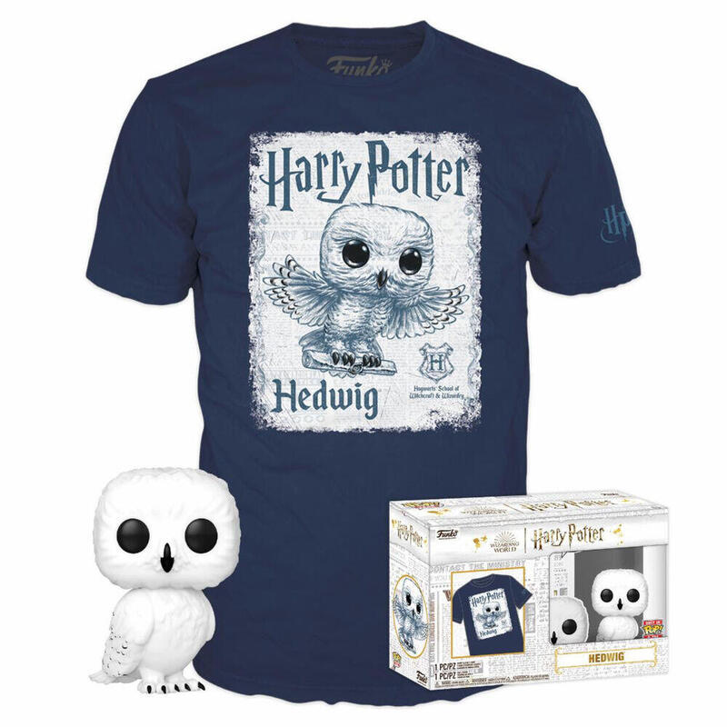 Set figura pop &38, tee harry potter hedwig talla m