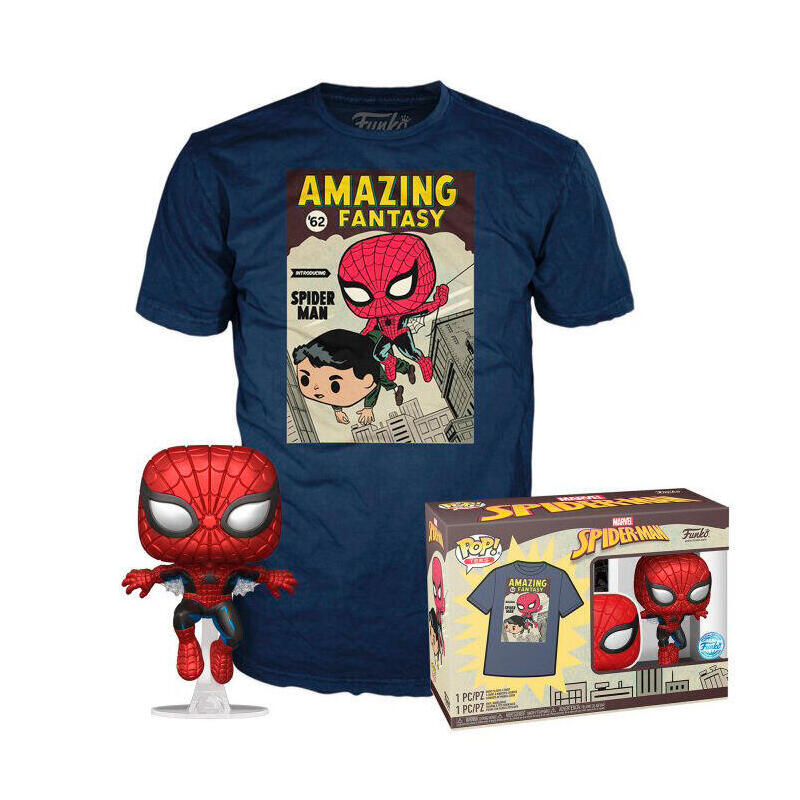 Set figura pop &38, tee marvel spiderman comic cover talla m