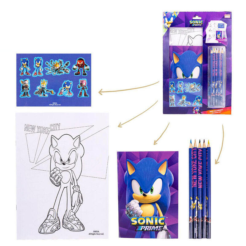 Set papeleria coloreable sonic prime