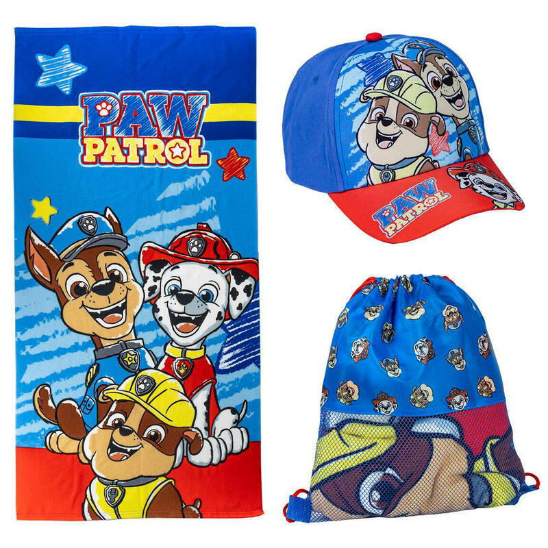 Set toalla + saco + gorra patrulla canina paw patrol