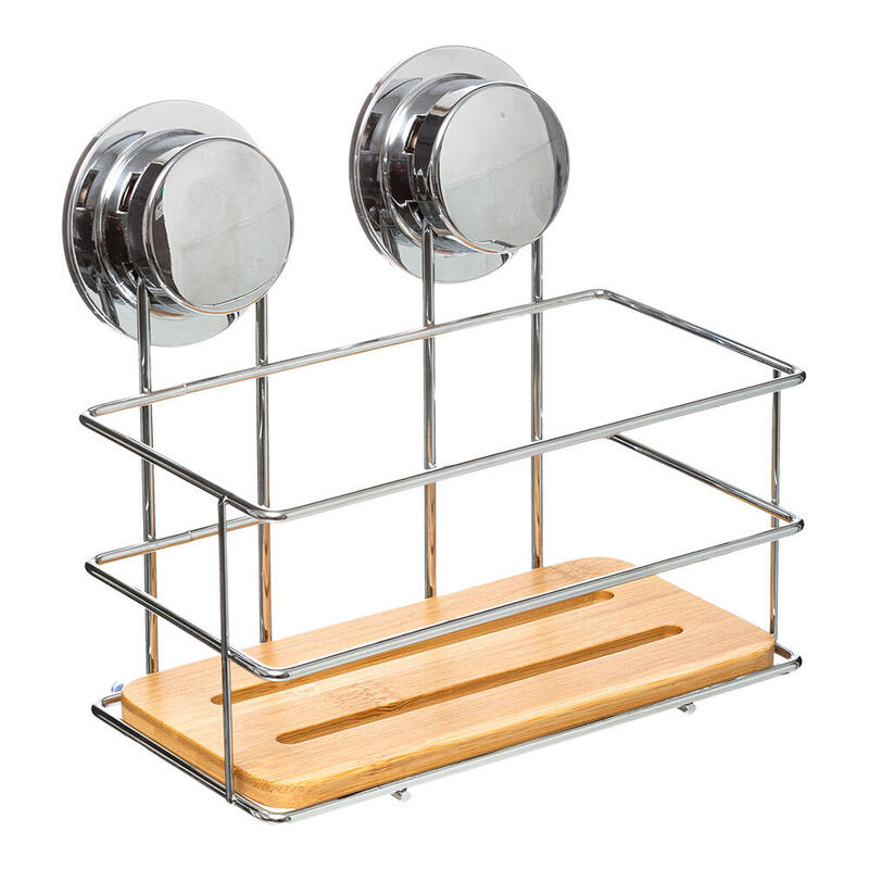 Soporte de ducha de bambÚ con ventosas