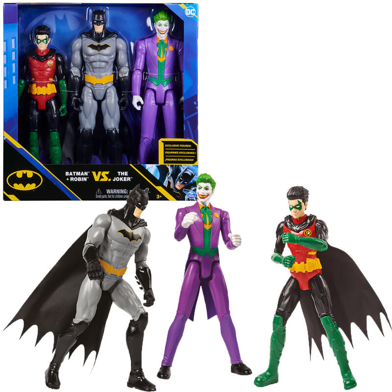 Spin master batman 30 cm figuren-set aus batman (rebirth), robin und joker, figura 6064967
