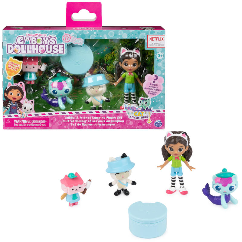 Spin master dreamworks gabby’s dollhouse cat adventures – juego de figuras para acampar, figura de juguete 6067225