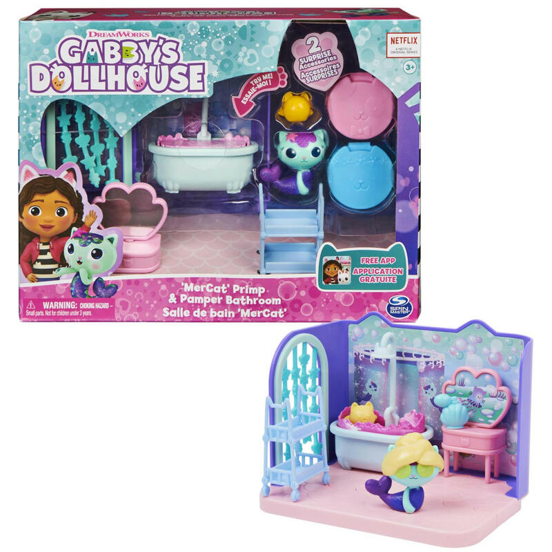 Spin master gabby’s dollhouse deluxe room baño con figura de mono 6062036