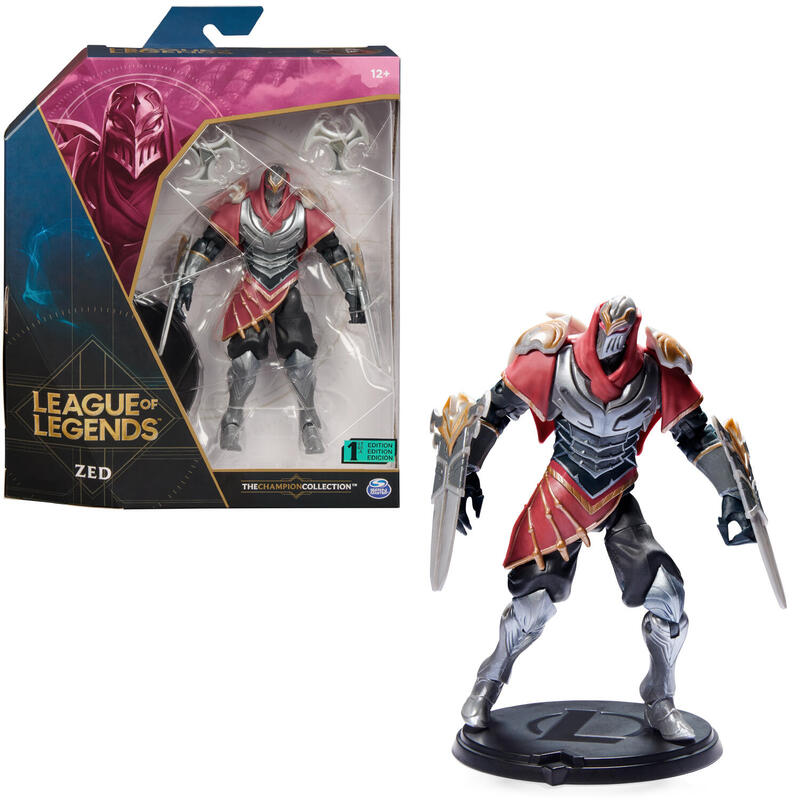 Spin master league of legends – figura de acciÓn zed de 15 cm con 2 shuriken y base de exhibiciÓn, figura de juego 6062261