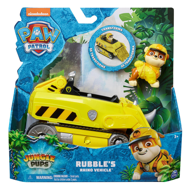 Spin master paw patrol jungle pups – vehÍculo rhino con figura de escombros 6067761