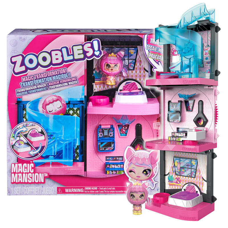 Spin master zoobles transformable magical mansion y z-girl exclusivo juego coleccionable playset 6061366