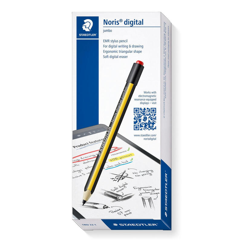 Staedtler noris digital jumbo pack de lapiz digital + 5 puntas de recambio – superficie antideslizante – no necesita carga