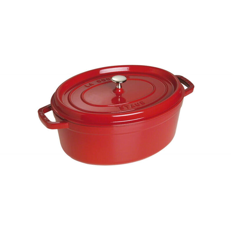 Staub oval cocotte, 29 cm de hierro fundido, cereza