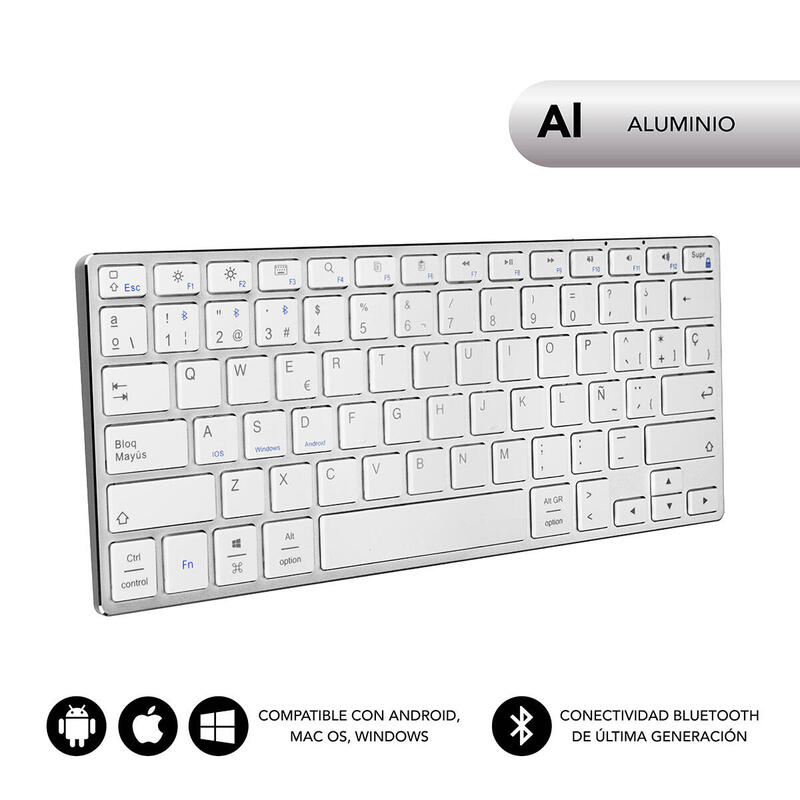 Subblim advance compact silver teclado bluetooth