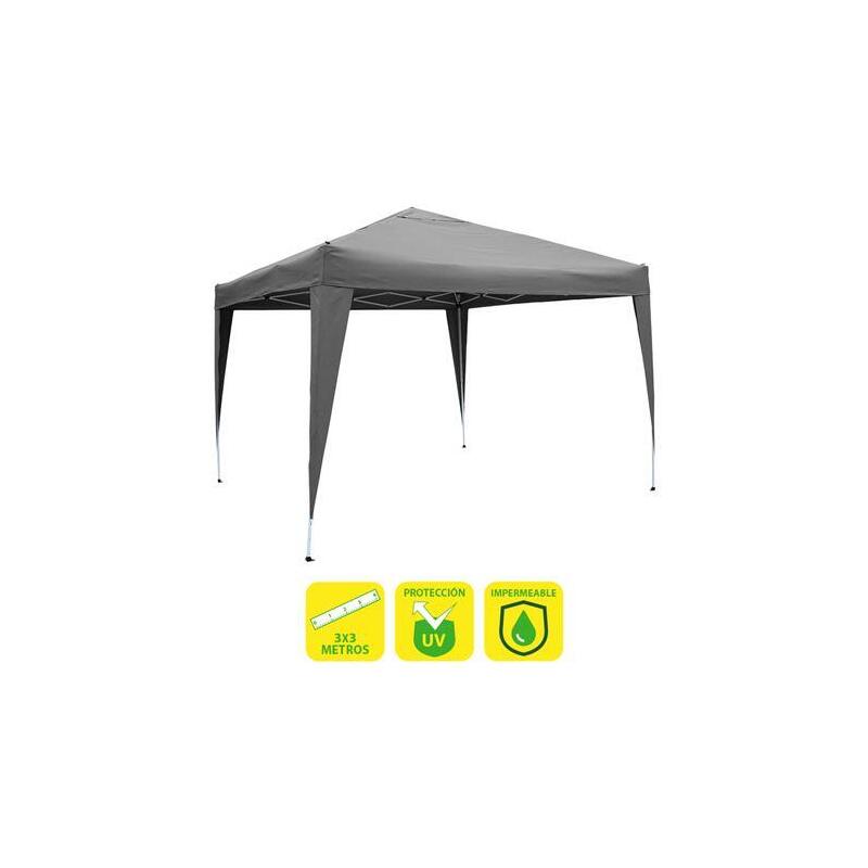 Sungarden carpa plegable acero 3x3m gris – blanco