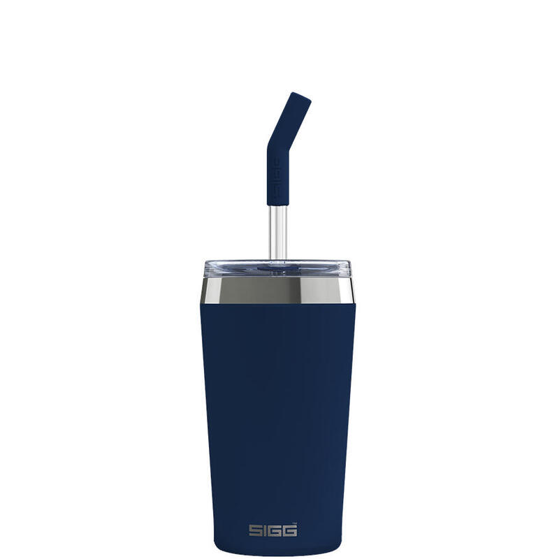 Taza de cafÉ sigg helia night ink 0,45 l, taza tÉrmica azul oscuro, con pajita