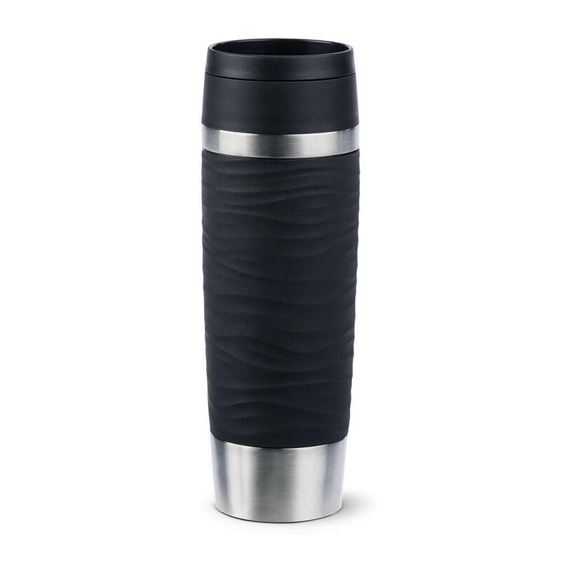 Taza tÉrmica emsa travel mug  waves grande negro/acero inoxidable, 0,5 litros n2022500
