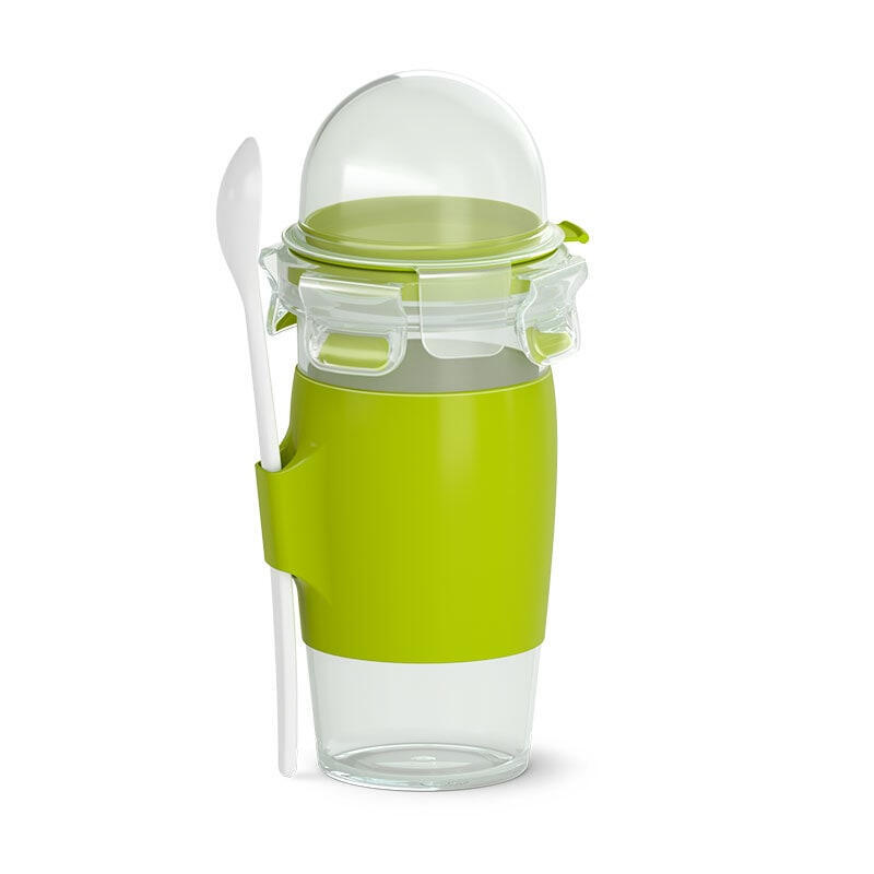 Taza yogur emsa clip & go, taza verde / transparente, 450ml